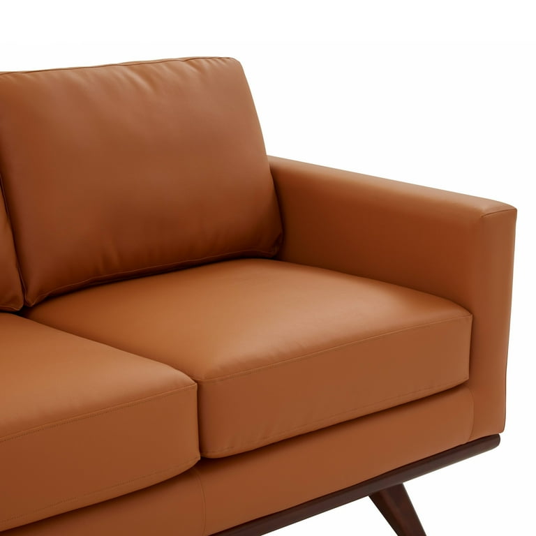 Leisuremod Chester Modern Leather 3 Seater Sofa With Birch Leisuremod Chester Modern Leather 3 Seater Sofa With Birch