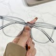 thumbnail image 4 of YAOBAMM Anti-blue Light Glasses Unisex Blue Light Blocking Glasses Retro Large Oval Frame Clear View Strong Hinge Brim Eye Protection Bluelight, 4 of 7