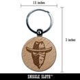thumbnail image 2 of Masked Cowboy Bandit Highwayman with Hat and Bandana Round Keychain Charm Tag - Engraved Wood, 2 of 6