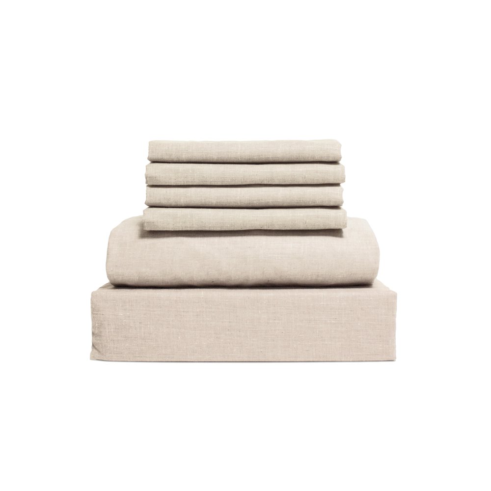 Chambray 6Piece Oatmeal King Sheet Set