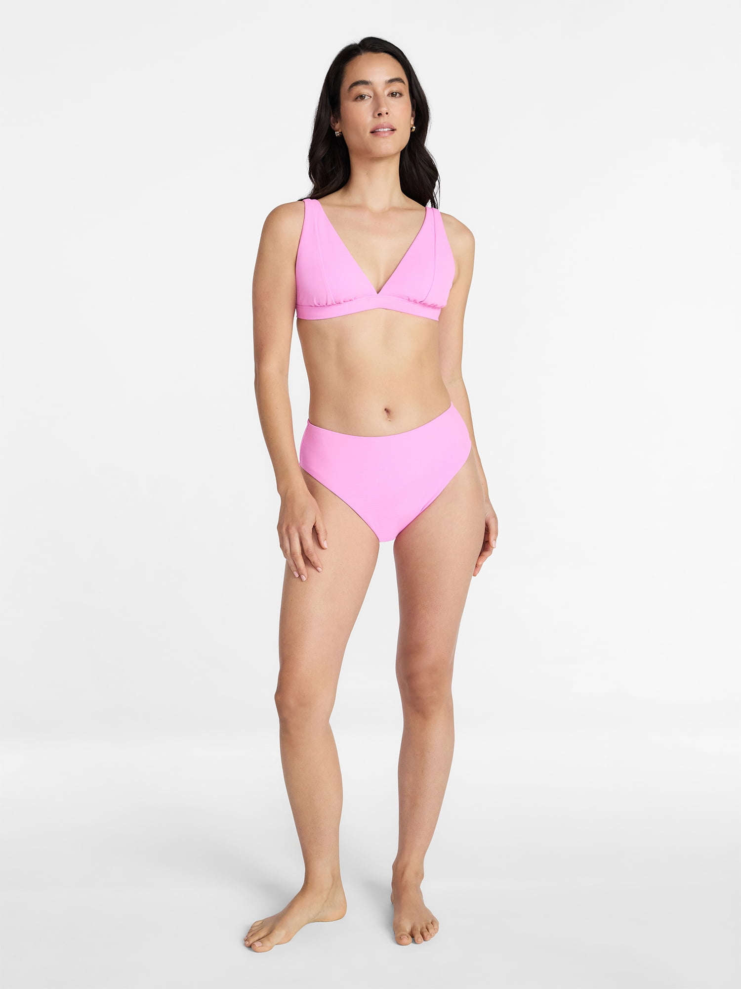 Time and Tru Women's and Women's Plus Ribbed Tall Triangle Bikini Top, Sizes XS-3X