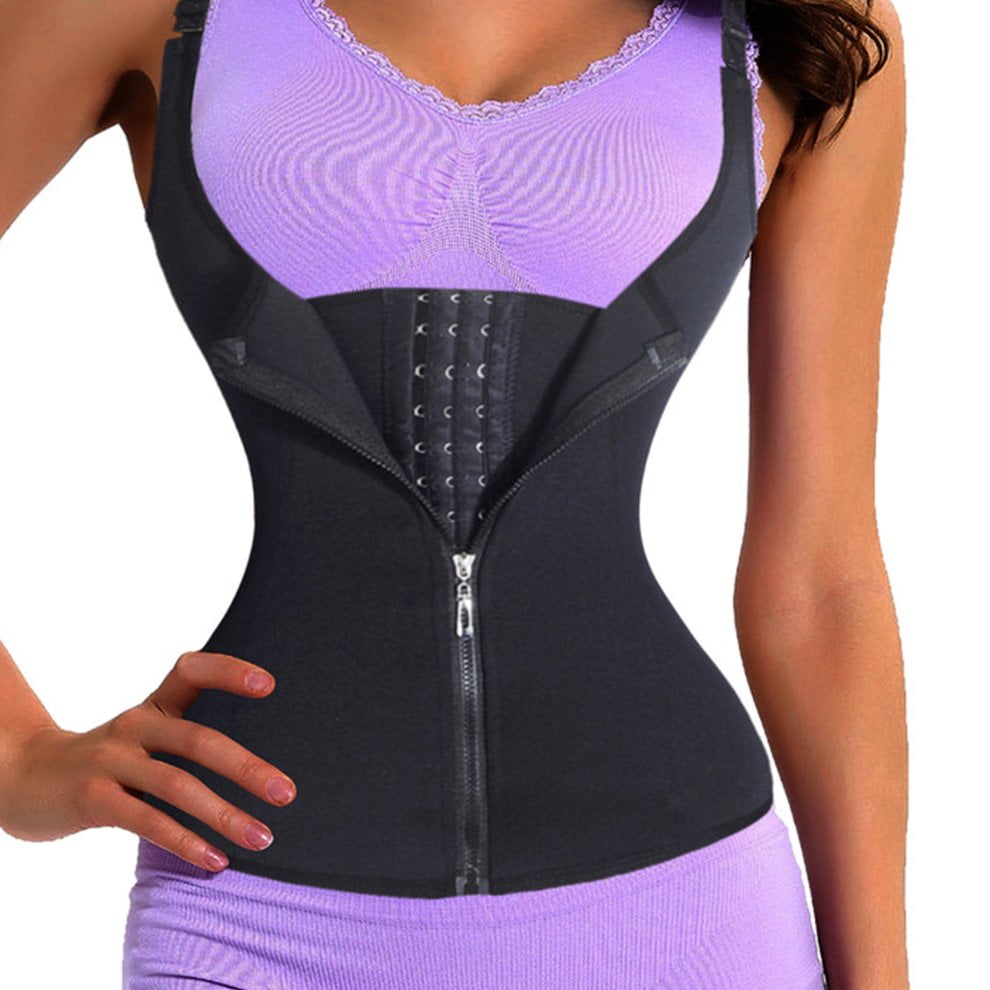 Neoprene Waist Trainer Vest Sweat Corset Zipper Hook Body Shaper Tummy