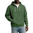 thumbnail image 2 of Men's 1/4 Zip Hooded Sweatshirt for Casual Wear, Winter Lounge, and Christmas Relaxation,Army Green,L, 2 of 6