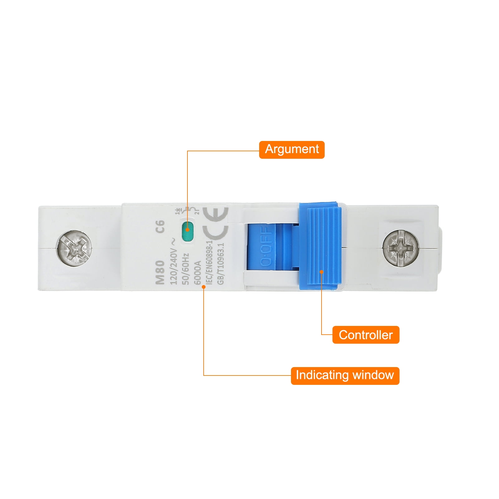 4 Pcs AC Miniature Circuit Breaker 1P 6A 120/240V Isolator M80AC DIN Rail Mount Disconnect Switch Circuit Breaker Protection Thermal Magnetic Trip