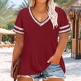 thumbnail image 5 of Aimik Women's Fashion V Neck Short Sleeve Solid Plus Size Tops Summer Comfortable Casual and Loose Sports T-Shirt, 5 of 6