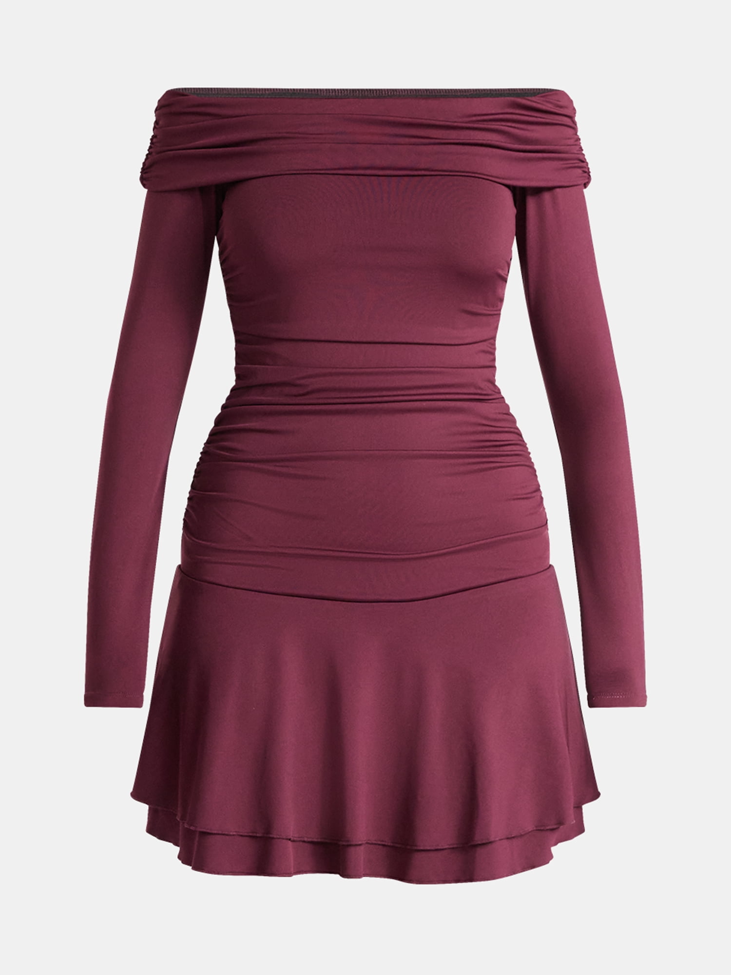 No Boundaries Off-The-Shoulder Mini Dress with Long Sleeves, Women's