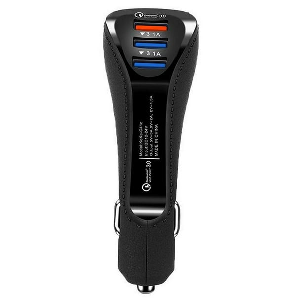 Cargador de Tres Puertos para Auto VentDepot TripleCharge 3 Puertos USB 12-24V Entrada 12V 2A Salida 12V 1.7A Max 5 V 3.1A Negro