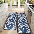 thumbnail image 4 of Kitchen Rugs Sets Of 2,Dark Blue Daisy Flower Pattern Anti Fatigue Kitchen Mat Rugs Non Slip Washable,Decorative Kitchen Floor Mats for Kitchen,Sink,Laundry,17"x47"+17"x47", 4 of 5