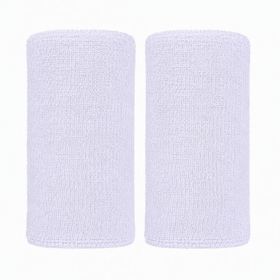 YEMNPIOS 2 Pcs Elastic Cotton Sport Wristbands 6 Inch Sweatband for Sports Fitness white