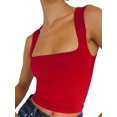 thumbnail image 3 of Biezeib Women Wide Straps Camisoles Solid Color/Floral Print Sleeveless Sling Tank Tops Summer Exposed Navel Vests Crop Tops Streetwear, 3 of 6