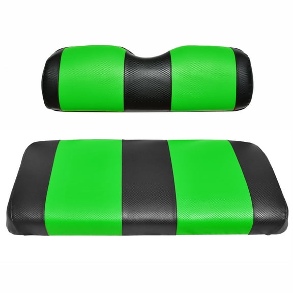 Universal Golf Cart Rear Replacement Seat Cover Set (Black & Lime Green)