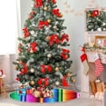thumbnail image 4 of FMSHPON Colorful Stripes Xmas Christmas Tree Skirt Stand Mat for Holiday Party Decoration Indoor Outdoor 48 inches, 4 of 6