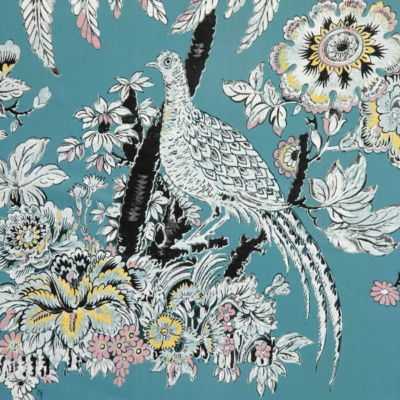Drew Barrymore Flower Home Tropical Toile Peel and Stick Wallpaper, Teal, 18 in x 18.86 ft