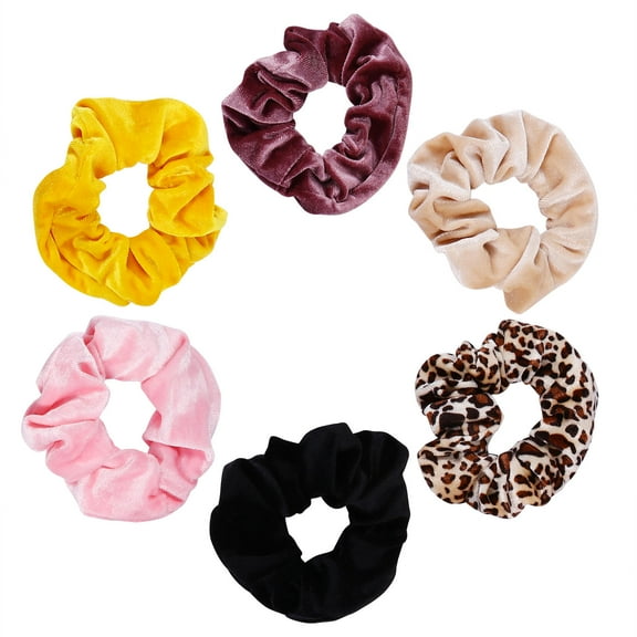 TEHAUX 6-Pack Assorted Color Hair Scrunchies for Girls and Women, Soft Comfortable Hair Ties for Daily Use