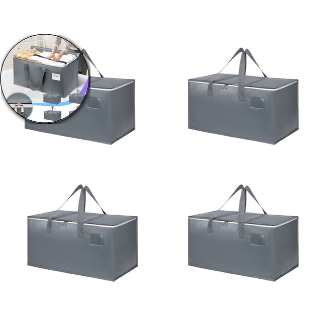 4-Pack Large Capacity Foldable Moving Storage Bags – 27x15x14 Inches, Durable Luggage Organizers for Clothes, Quilts, Blankets & Home Relocation