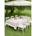 thumbnail image 4 of Outdoor Tablecloth with Umbrella Hole for Patio/Picnic/Party/Camping, Beige Striped Waterproof Table Cloth Rectangle Table Cover Washable, Farmhouse Thin Vertical Stripes (54"x 80"), 4 of 9