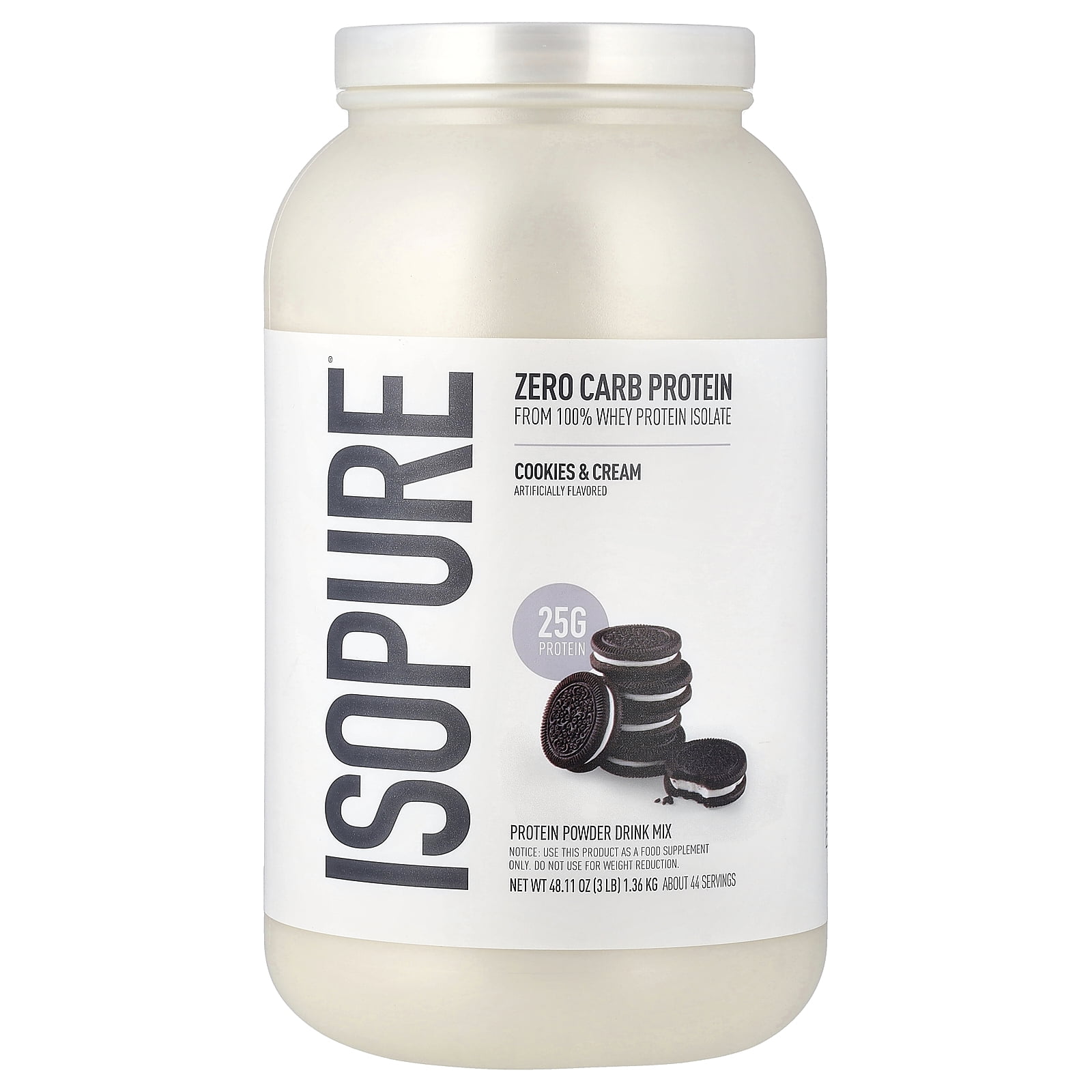Isopure Zero Carb, Protein Powder, Cookies & Cream, 3 lb (1.36 kg)