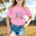 thumbnail image 2 of XAOFW Girl's T-Shirts 100 Days Of School Print Crew Neck Short Sleeved Back To School T Shirt Casual Wear Relaxed Fit Tee Shirt Holiday Celebration Soft Breathable Top, 2 of 4