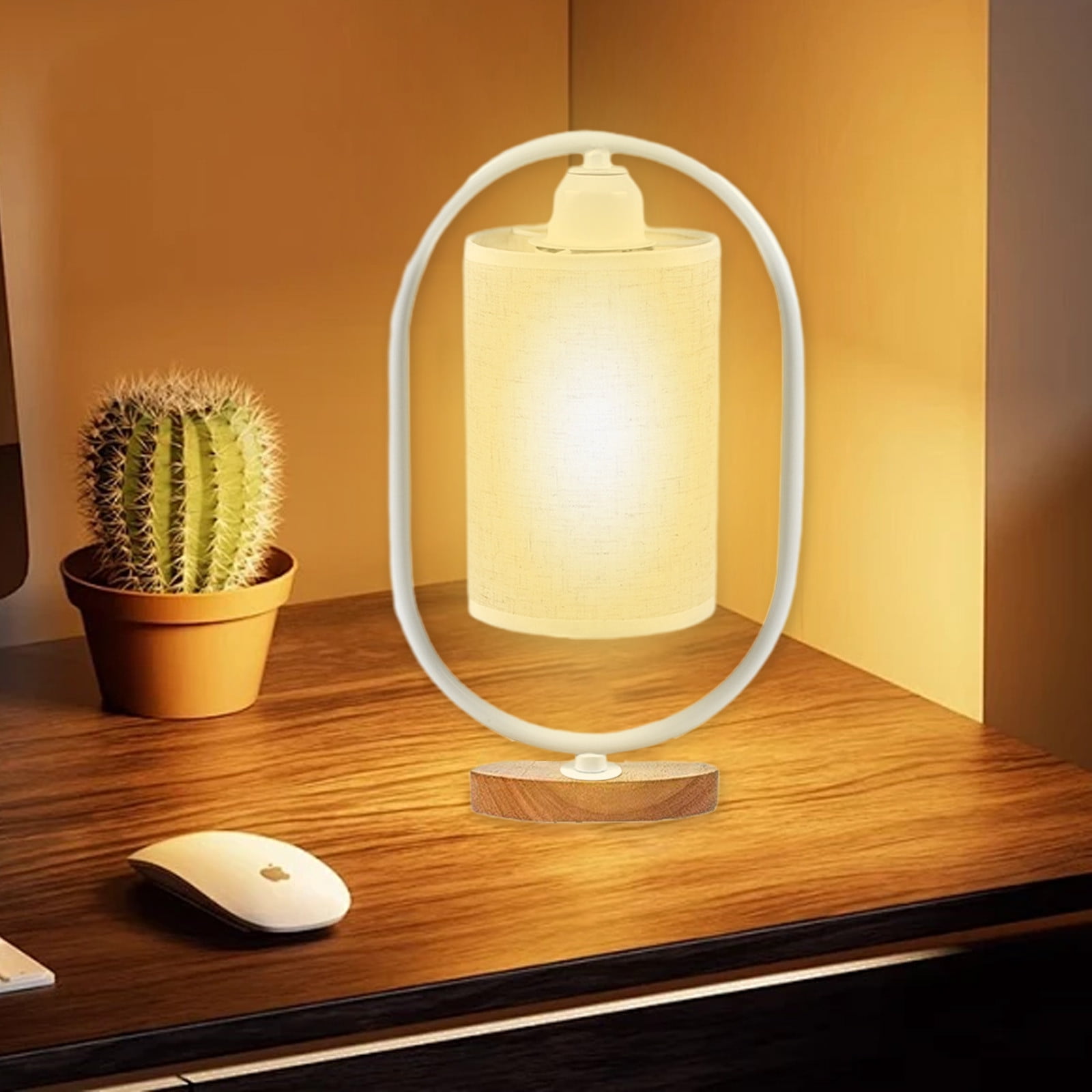 Bdday Small Table Lamp-Wooden Bedside Lamp Simple Bedroom Lamp Linen Shade Mini Desk Lamp Night Light Nightstand Lamp for Bedroom,Living Room,Kids Room