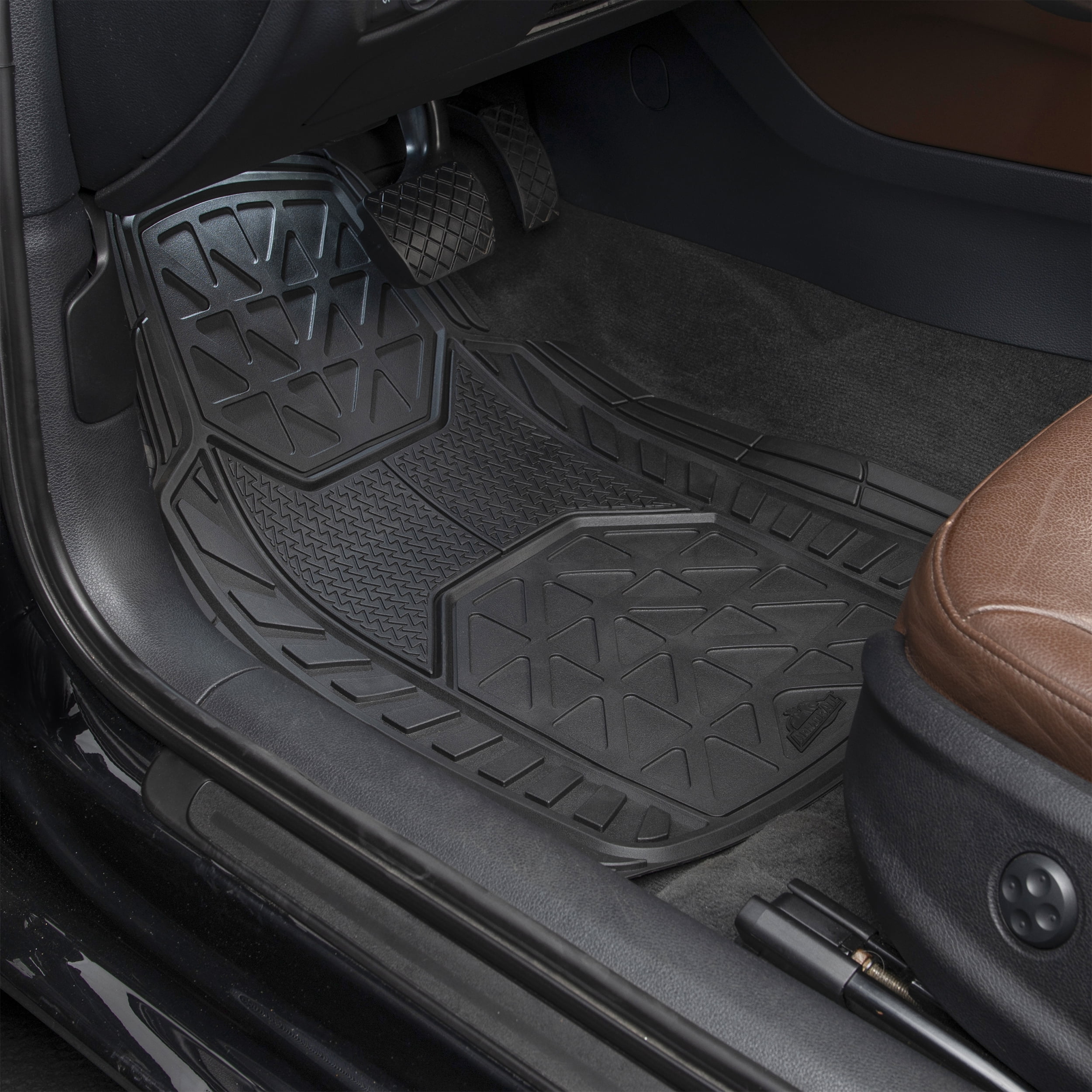 Armor All 4 Piece All Weather Rubber Floor Mats Trim to Fit, Black 79960WDC