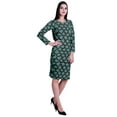thumbnail image 4 of Moomaya Printed Full Sleeve Bodycon Dress for Women Scoop Neck Side Slit Casual Clothing, 4 of 8