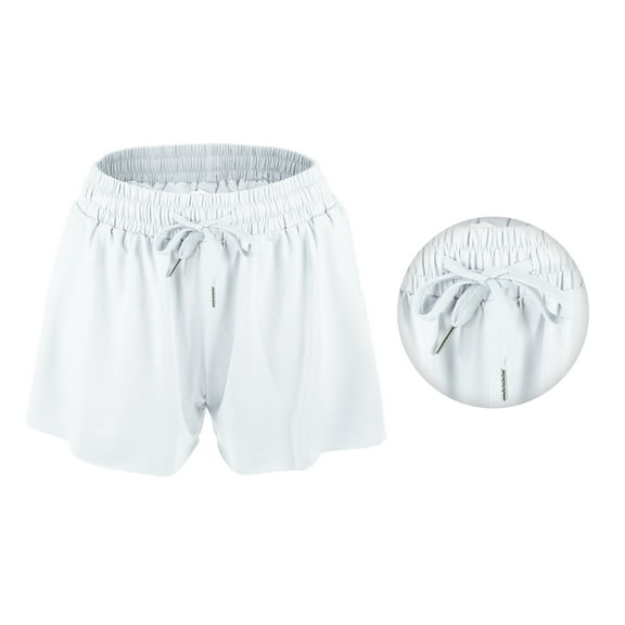 Vocoste 1Pc Women Flowy Running Shorts Casual High Waisted Workout Shorts White Size M