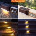 thumbnail image 2 of 10 luces solares para cubierta, lámpara solar LED impermeable con acabado en bronce para caminos exteriores, patios, escaleras, escalones y cercas. (Blanco cálido), 2 of 4