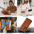 thumbnail image 7 of Crossbody Wallet Case for Samsung Galaxy S24 Plus RFID Blocking Card Slots, PU Leather Wristband Strap Zipper Pocket Phone Case with Stand Secure Ring Buckle for Samsung Galaxy S24 Plus, Brown, 7 of 7