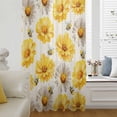 thumbnail image 5 of Golden Gray Chrysanthemum Sheer Curtains 45 Inches Long, Farmhouse Bees Floral Rustic Light Filering Curtains, Breathable Simi Curtain Privacy Drapes for Kitchen Bathroom Small Window Treatment, 5 of 9