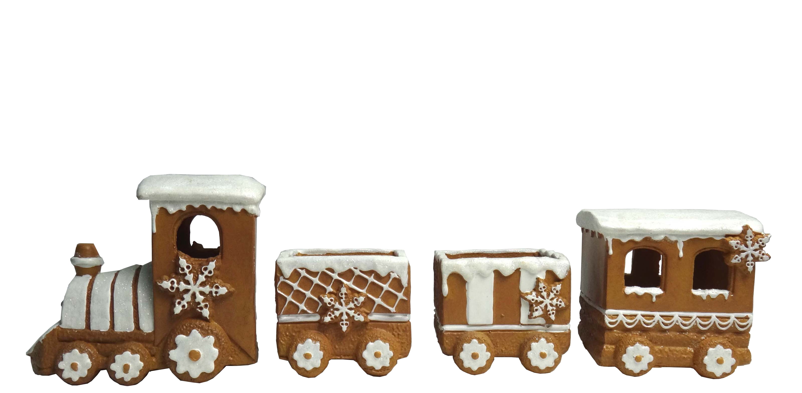 17.75" Brown and White Frosted Gingerbread Train Tabletop Decor