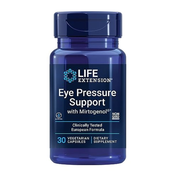 Life Extension Soporte de presión ocular con mirtogenol - Suplemento de salud ocular para una presión ocular saludable - con corteza de pino marítimo francés - Sin gluten, vegetariano, sin OGM - 30 cá