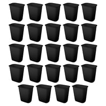 Sterilite Rectangular Wastebasket 9 Gal Open Top Trash Bin, 24 Pack, Black