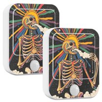 Yayeee 2-Pack Plug in LED Night Lights with Light Sensors Motion Detectors, Colorful Skeleton Sun