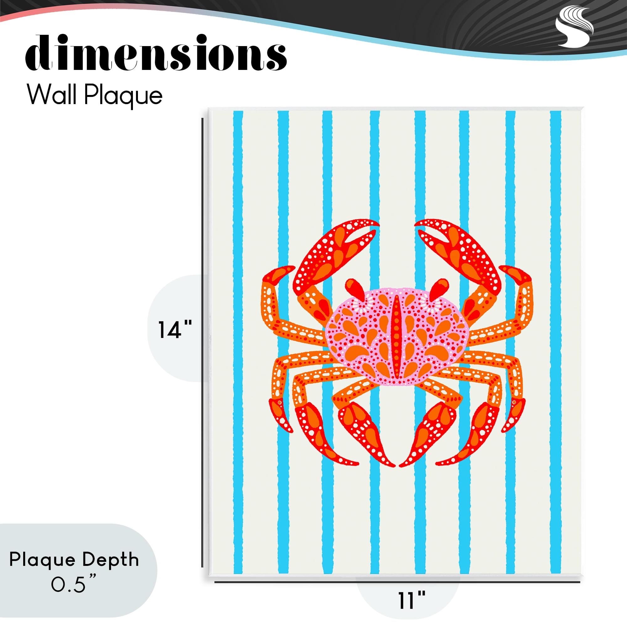 Stupell Industries Bright Crab on Stripes Wall Plaque Art, design by Indira Prieto | IndySign