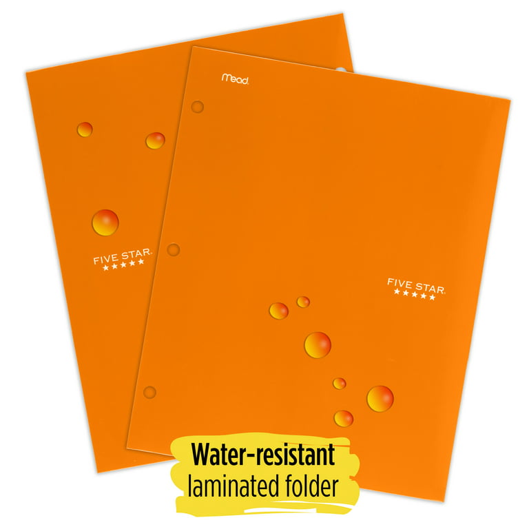 Five Star 4-Pocket Laminated Paper Folder, Orange (33569)