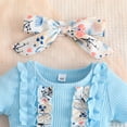 thumbnail image 4 of Suealasg Baby Girls 3Pcs Summer Outfits Set Short Sleeve Romper +Floral Print Tulle Skirt + Headband Set 3 6 9 12 18 24 Months Infant Girl Skirt Set, 4 of 9