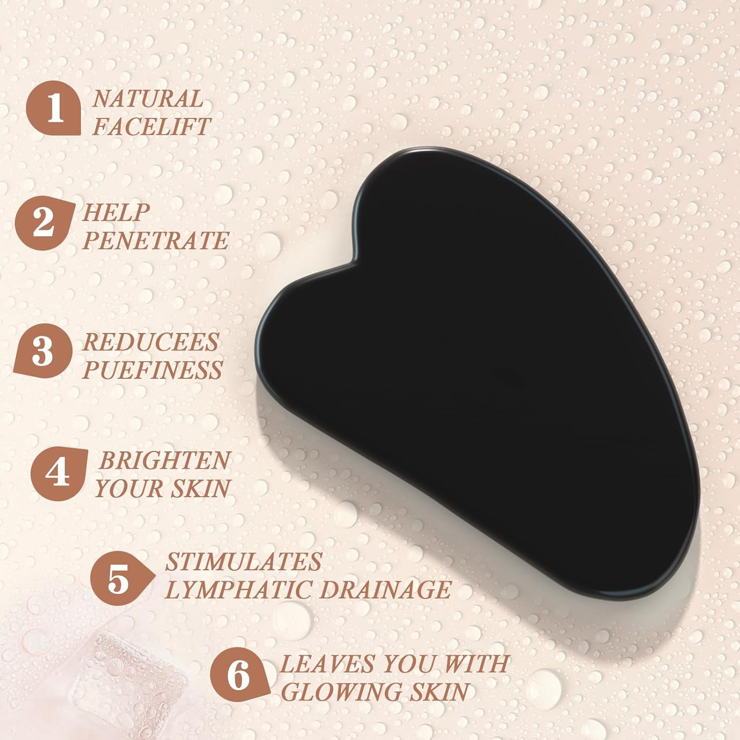 Jade Roller and Gua Sha Set - Face Massager 3 in 1 Kit - Massage Tools Set for Body Muscle Relaxing Relieve Wrinkles (Black)