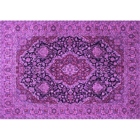 Ahgly Company Indoor Rectangle Medallion Purple Traditional Area Rugs, 2' x 3'