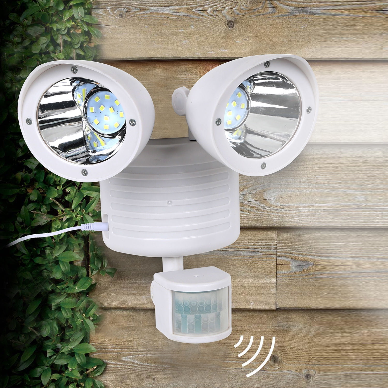 Outdoor Dual-Lamp Spot Light With Motion Sensor Weather Proof 