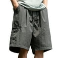 thumbnail image 1 of pstuiky Pantalones cortos para hombre, Pantalones cortos casuales de cintura elástica de color sólido a la moda para hombre Pantalones cortos de golf, 1 of 4