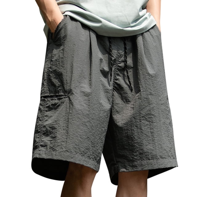 pstuiky Pantalones cortos para hombre, Pantalones cortos casuales de cintura elástica de color sólido a la moda para hombre Pantalones cortos de golf
