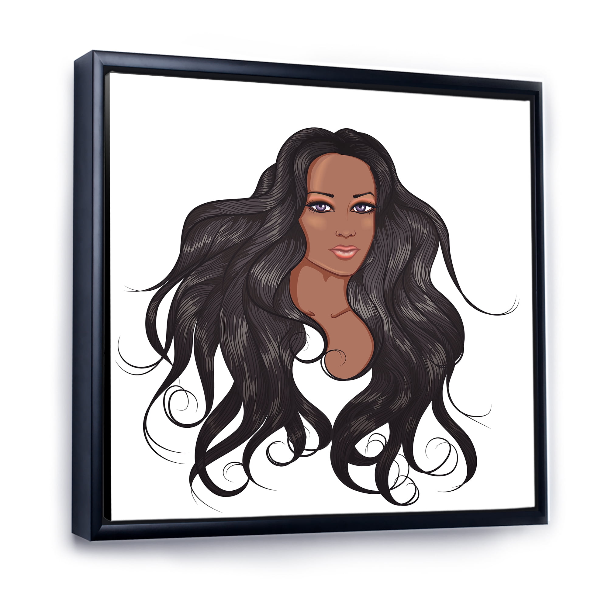 Designart 'Portrait Of Afro American Woman XV' Modern Framed Canvas Wall Art Print
