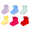 Melon Delight/Aqua Geyser, variant on Baby and Toddler Girl Mid-Crew Socks, 6-Pack, Sizes 0M-5T