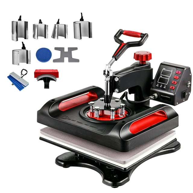 KFFKFF's 11-in-1 Heat Press, Sized 12 x 15 Inches, Versatile Clamshell Design Printer, Digitally Operated Dual-Tube Heat Transfer Device, Swing-Away Style Sublimation Equipment for T-Shirts, Hats