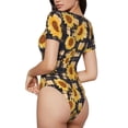 thumbnail image 2 of Fotbe Vintage Black White Plaid Sunflowe Body de Mujer con Cuello Redondo y Mangas Cortas, Sin Mangas Ajustado, Suave, Cómodo y Básico-Large, 2 of 7