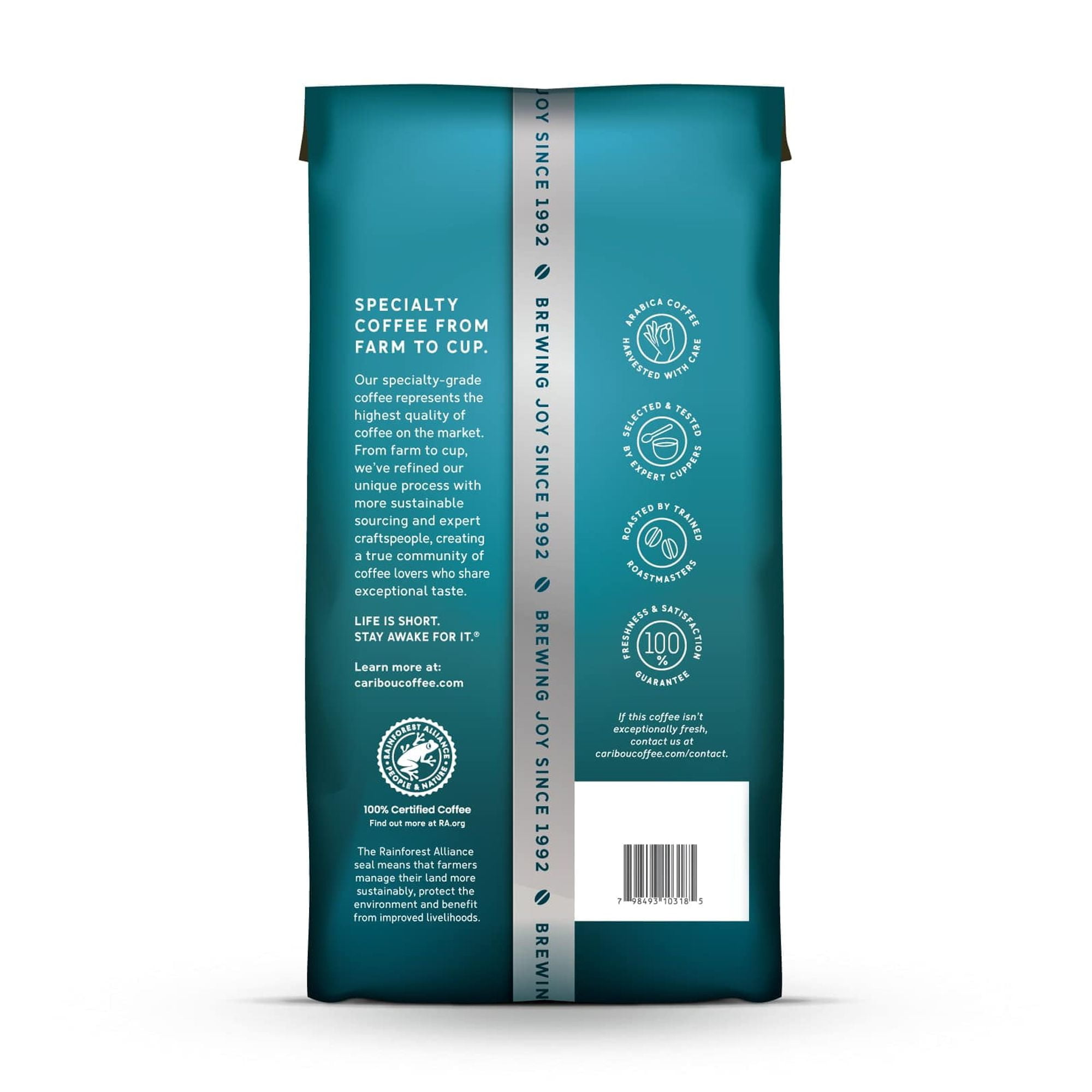 Caribou Coffee Daybreak Blend Premium Light Roast Whole Bean Coffee, Arabica, 12 oz