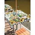 thumbnail image 2 of Outdoor Tablecloth with Umbrella Hole for Patio/Picnic/Party/Camping, Sunflower Gnomes Waterproof Table Cloth Square Cover Washable, Spring Farmhouse Country Daisy Leaf Plaid (60"x 60"), 2 of 8