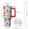 thumbnail image 2 of 40oz Snowflakes Tumbler with Straw Handle Leak Proof Stainless Steel Cup Christmas Presents Gifts, 2 of 4