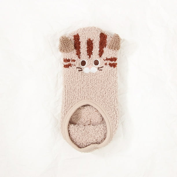 Lovskoo Slipper Socks for Women Non Slip No Show Silica Gel Coral Fleece Socks Thicken Keep Warm Floor Ankle Cute Novelty Crew Socks Brown Walmart Business Supplies