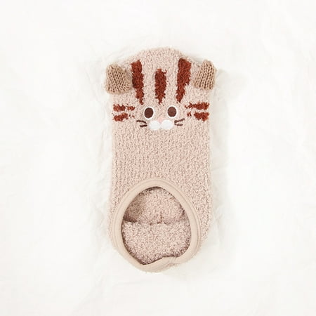 

Socks For Women And Men VSONTOR Women Non-Slip Silica Gel Coral Fleece Socks Thicken Keep Warm Floor Socks Brown W1284